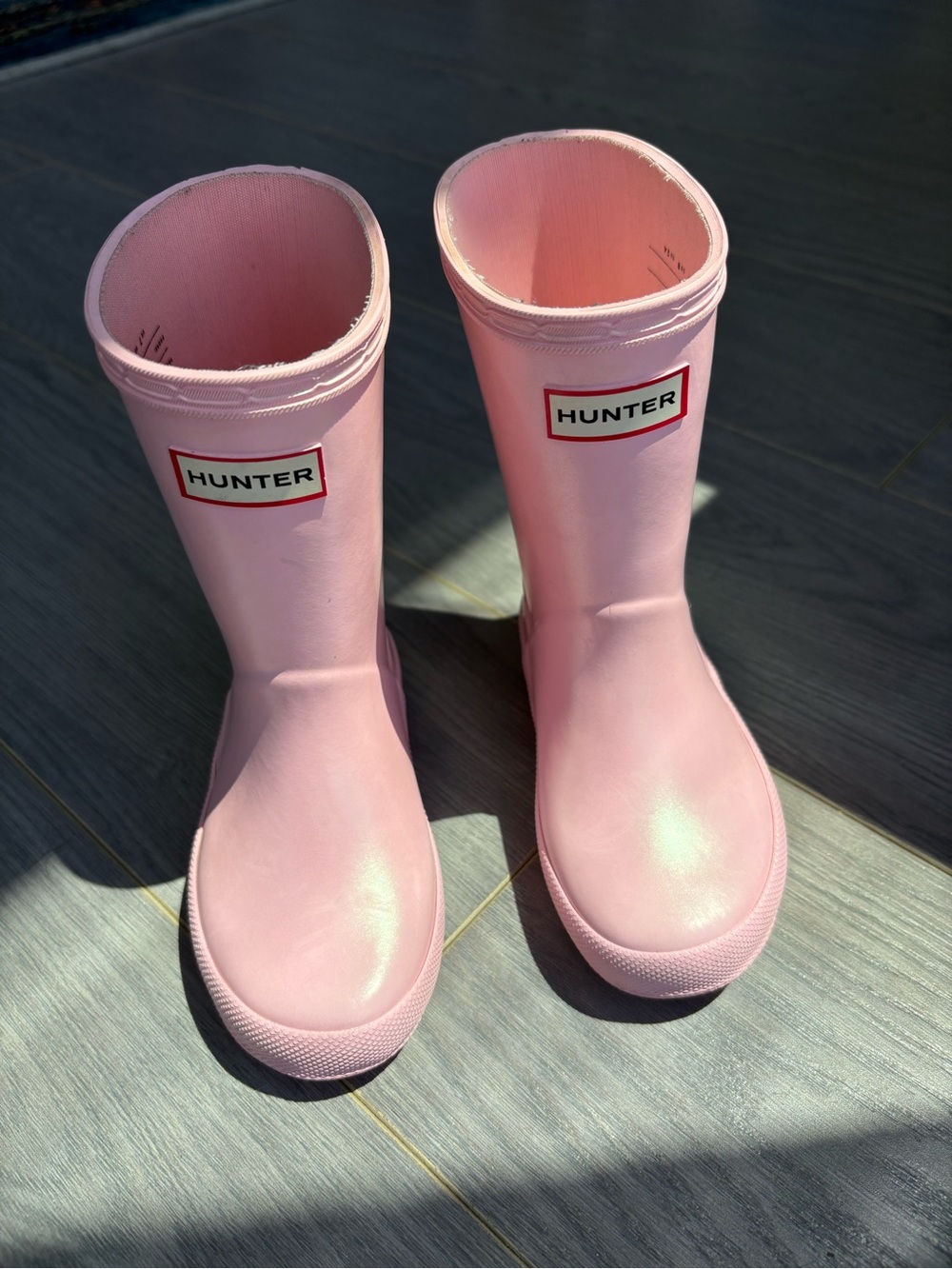 Hunter Little Kids First Nebula Rain Boots Pink Iridescent Toddler Size 8